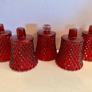 Vintage Ruby Red Glass Votive Pegs Candle holders